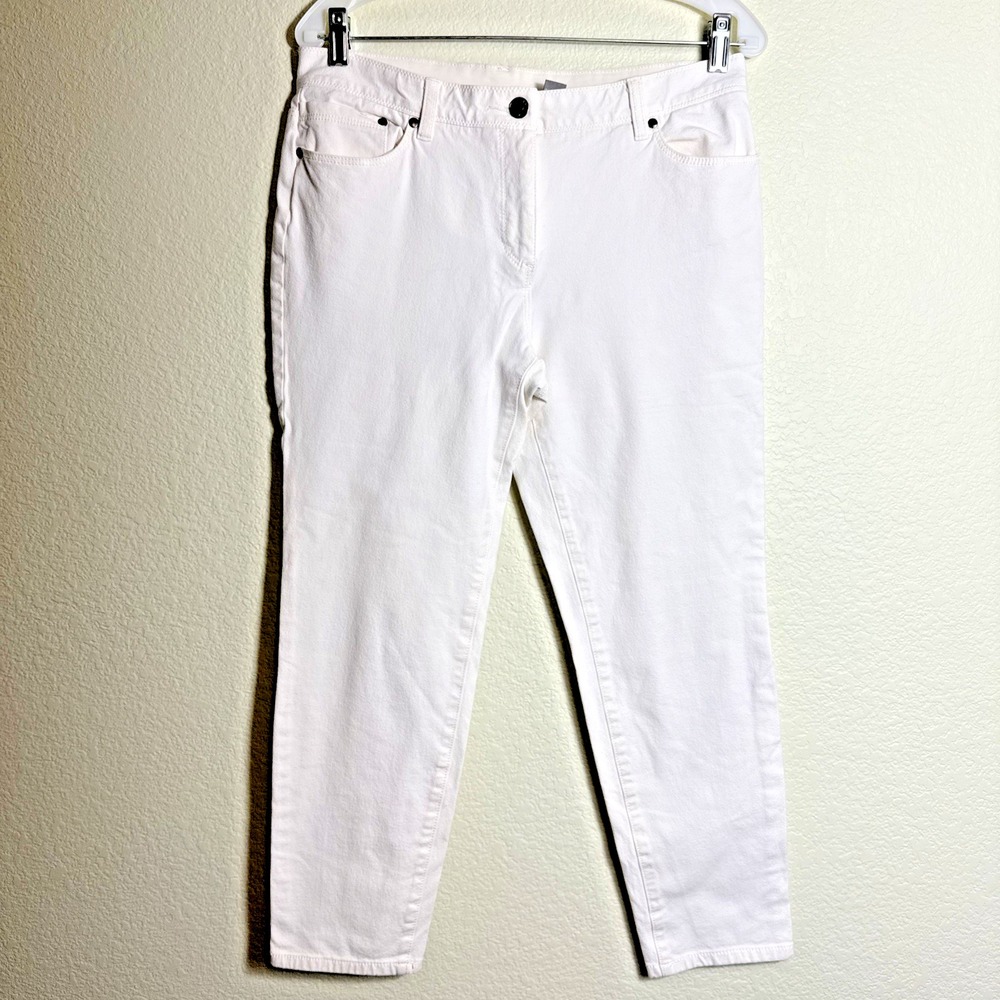 Chicos White Jeans 1.5S 10S Slim Ankle Pants Cream Off White Tummy Control